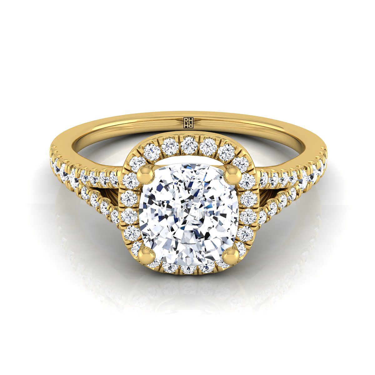 The Vega cushion engagement ring setting in 18K Yellow Gold | RockHer