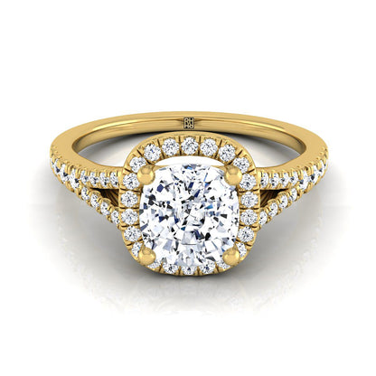 The Vega Select Halo Engagement Ring with Lab Diamond in 18K Yellow Gold - view 1