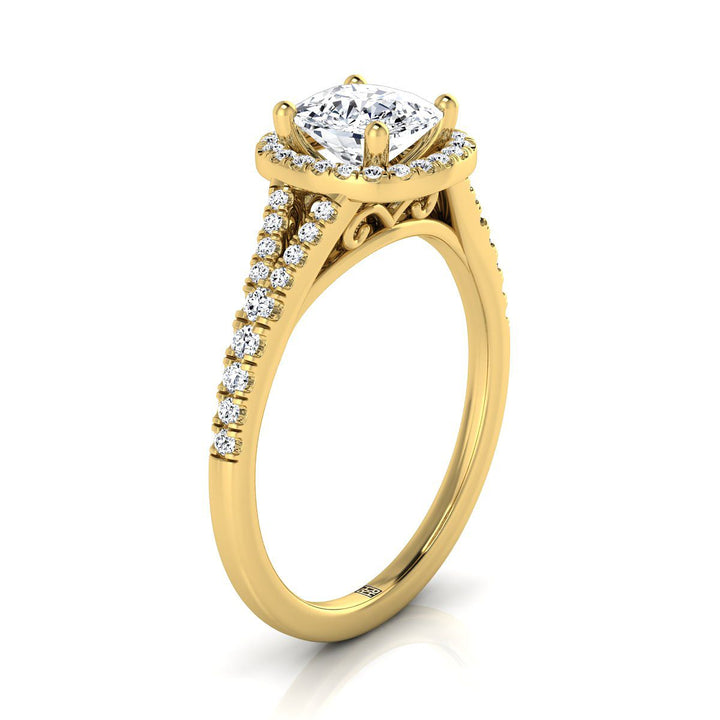 The Vega Select Halo Engagement Ring with Lab Diamond in 18K Yellow Gold - view 2