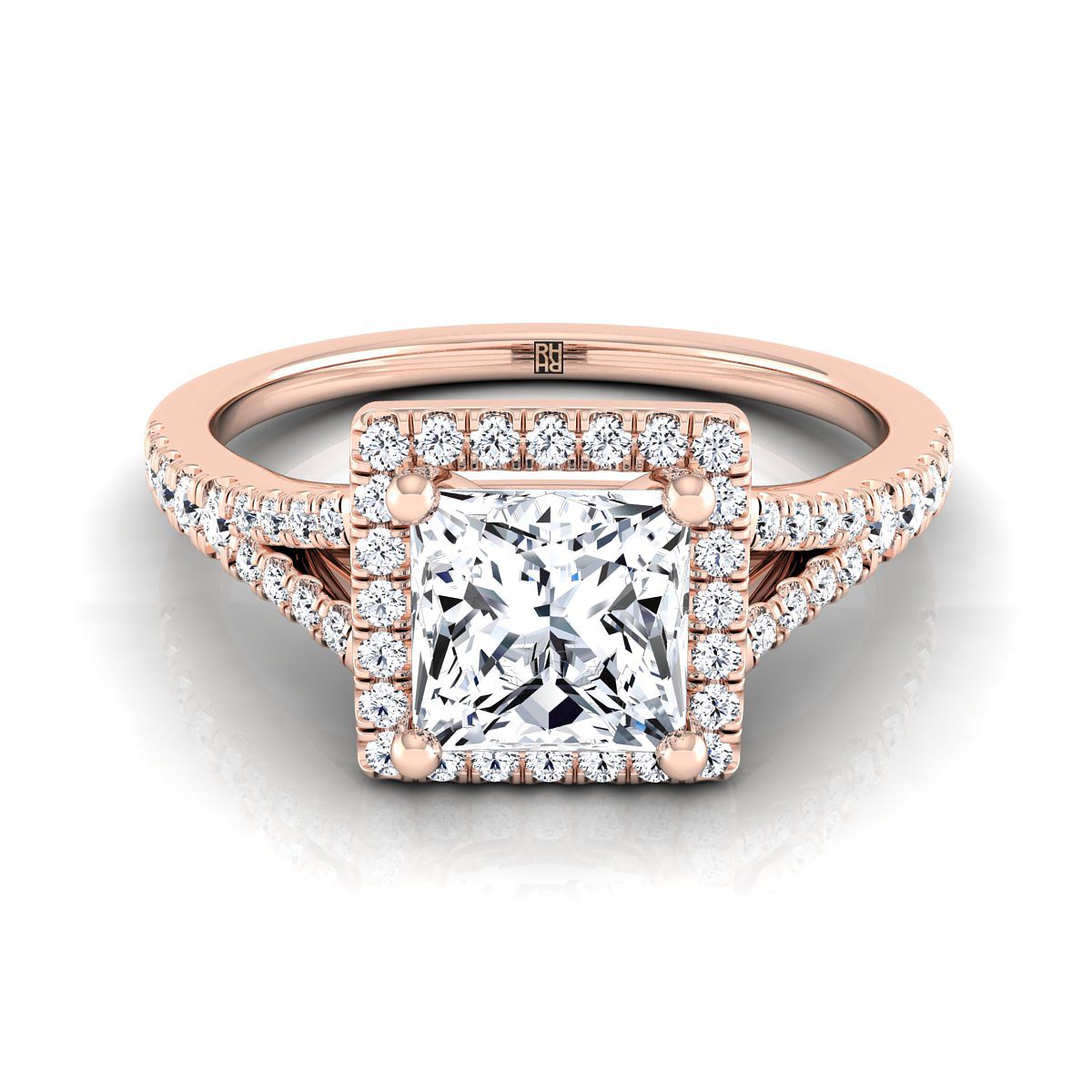 The Vega princess engagement ring setting in 14K Rose Gold | RockHer