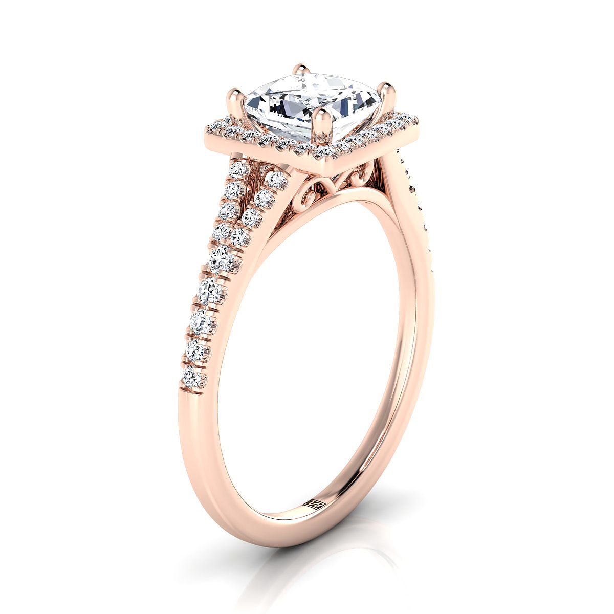 The Vega Select Halo Engagement Ring with Lab Diamond in 14K Rose Gold - view 2