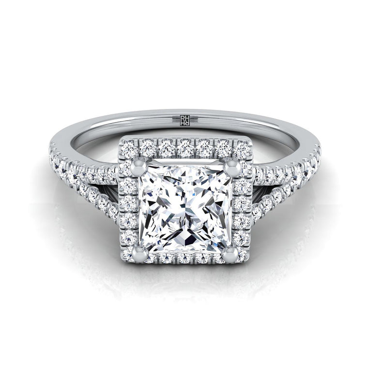The Vega Select Halo Princess Cut Lab Diamond Engagement Ring in Platinum