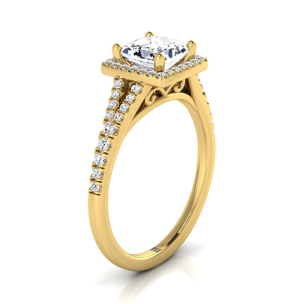 Select Halo styling on The Vega princess engagement ring setting | RockHer
