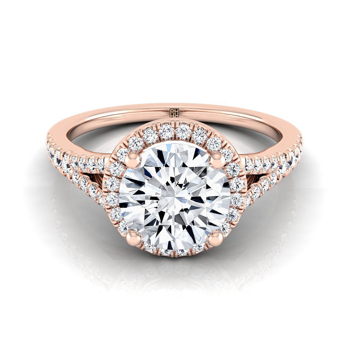 The Vega round engagement ring setting in 14K Rose Gold | RockHer