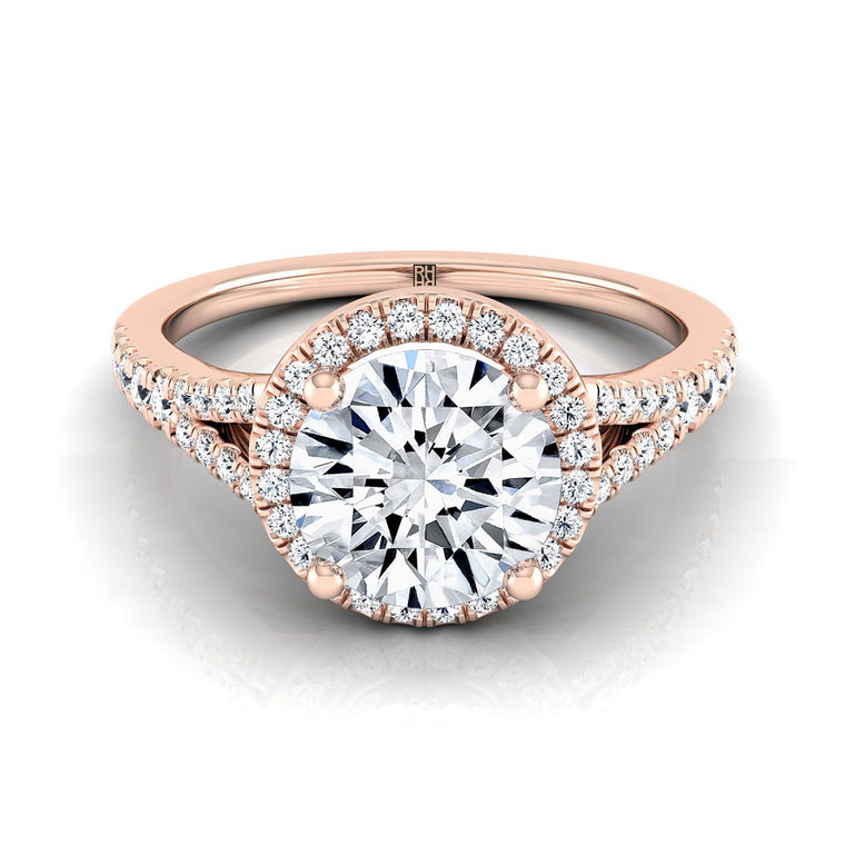 The Vega Select Halo Round Lab Diamond Engagement Ring in 14K Rose Gold