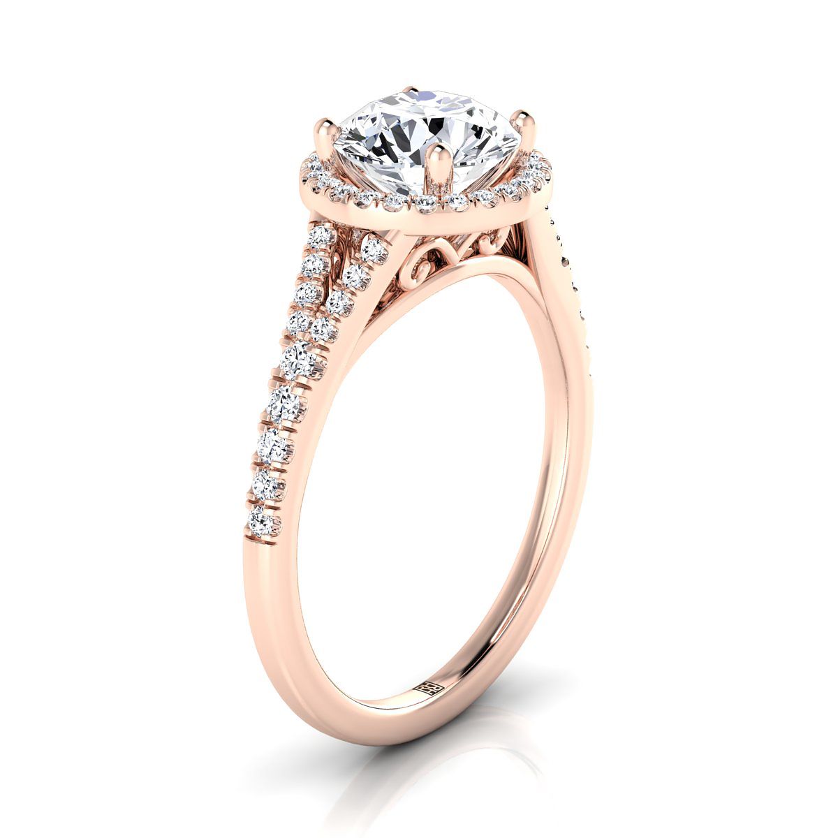The Vega Select Halo Engagement Ring with Lab Diamond in 14K Rose Gold - view 2
