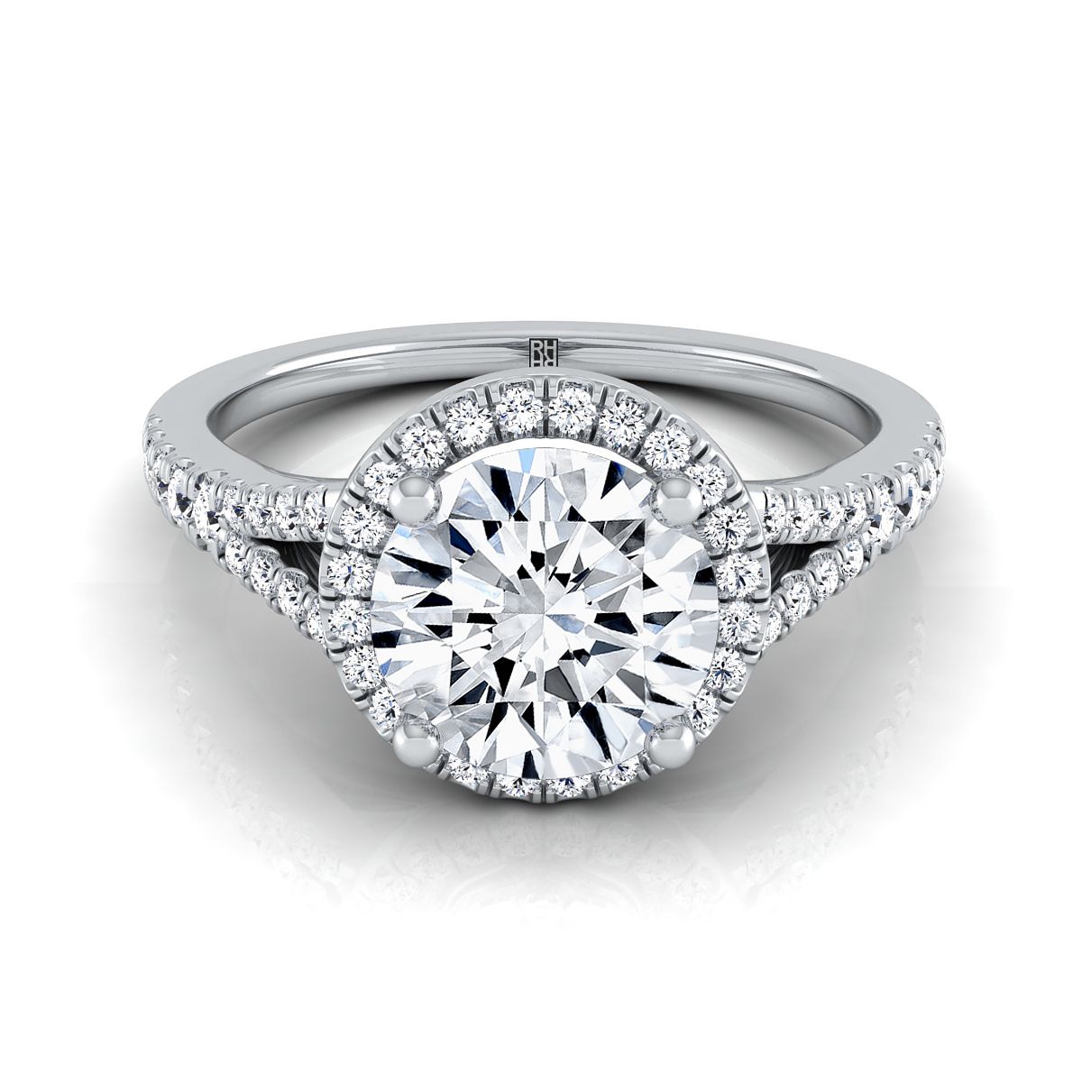 The Vega round engagement ring setting in Platinum | RockHer