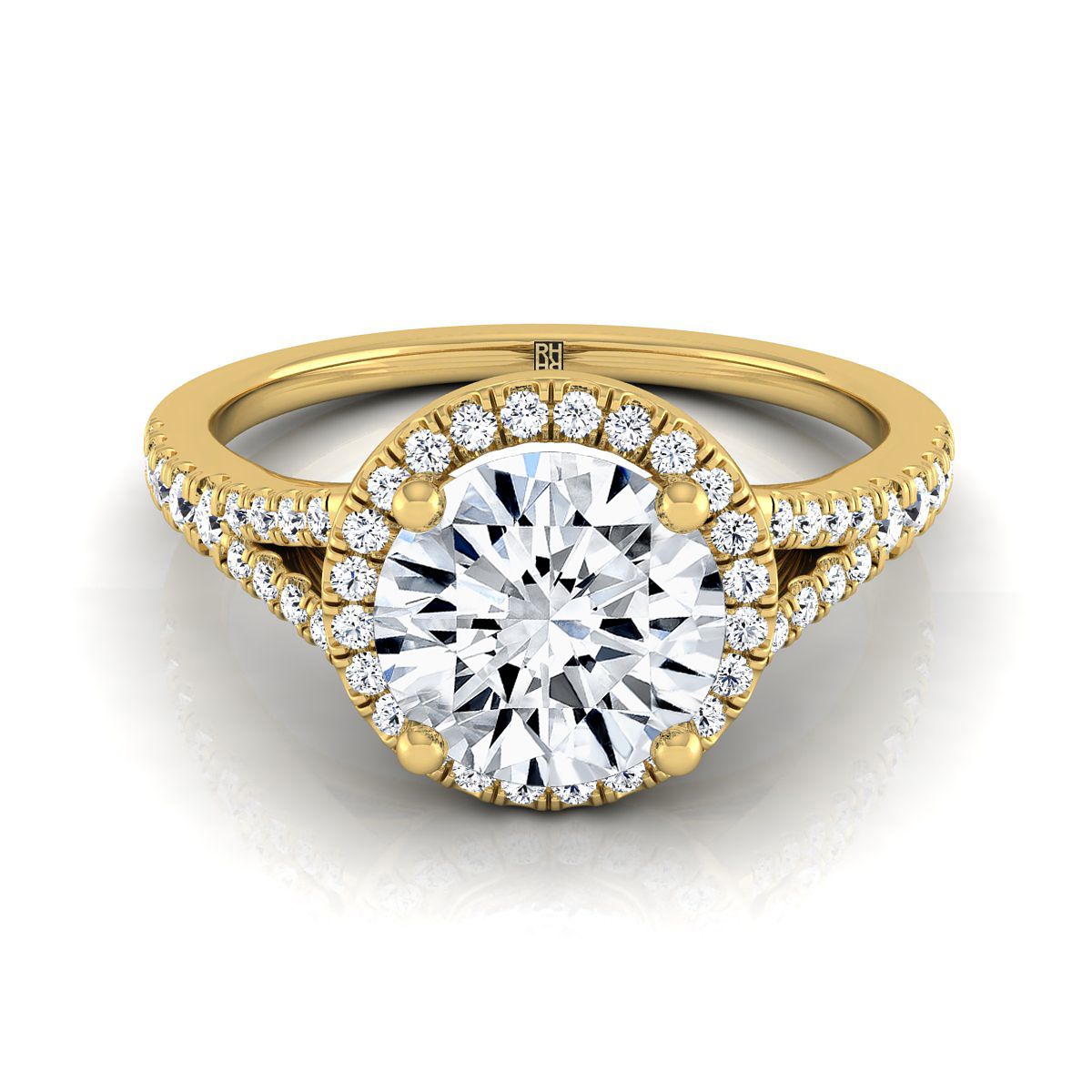 The Vega Select Halo Engagement Ring with Lab Diamond in 18K Yellow Gold - view 1