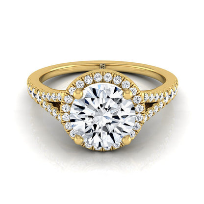 The Vega Select Halo Engagement Ring with Lab Diamond in 18K Yellow Gold - view 1
