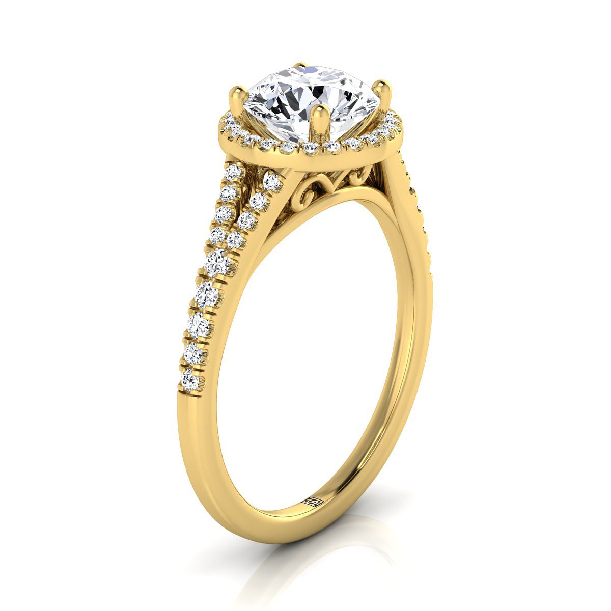 The Vega Select Halo Engagement Ring with Lab Diamond in 18K Yellow Gold - view 2