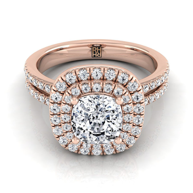 The Maria Select Halo Cushion Cut Lab Diamond Engagement Ring in 14K Rose Gold
