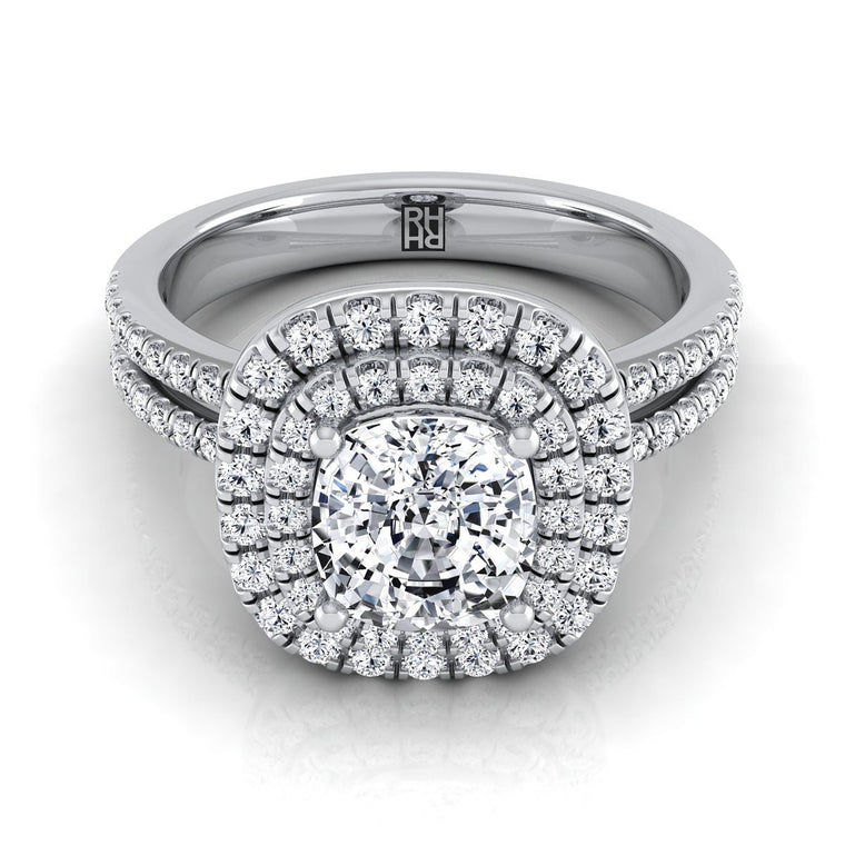 The Maria Select Halo Cushion Cut Lab Diamond Engagement Ring in Platinum