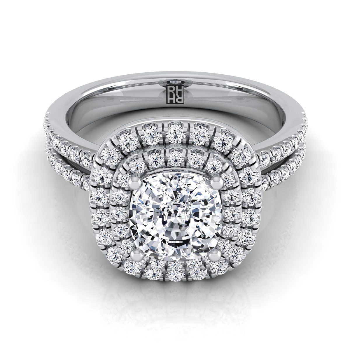 The Maria cushion engagement ring setting in 18K White Gold | RockHer