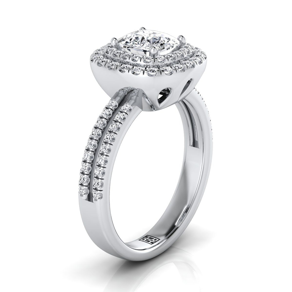 Select Halo Cut styling on The Maria cushion engagement ring setting | RockHer