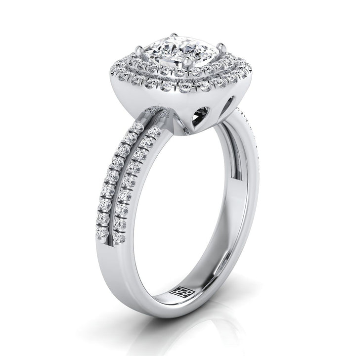 The Maria Select Halo Engagement Ring with Lab Diamond in 18K White Gold - view 2