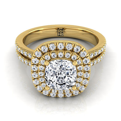 The Maria Select Halo Engagement Ring with Lab Diamond in 18K Yellow Gold - view 1