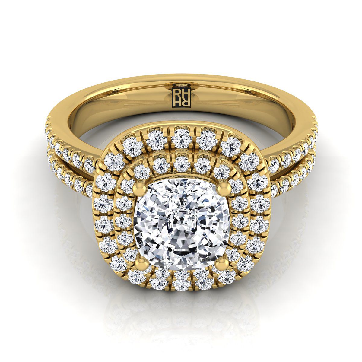 The Maria cushion engagement ring setting in 18K Yellow Gold | RockHer