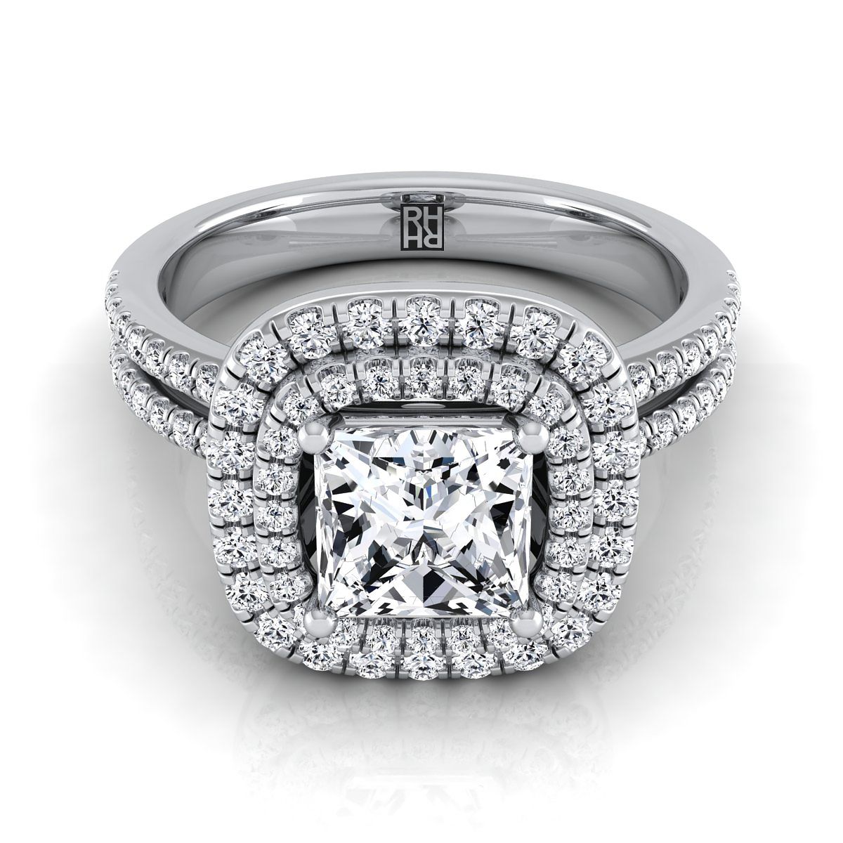 The Maria princess engagement ring setting in 18K White Gold | RockHer