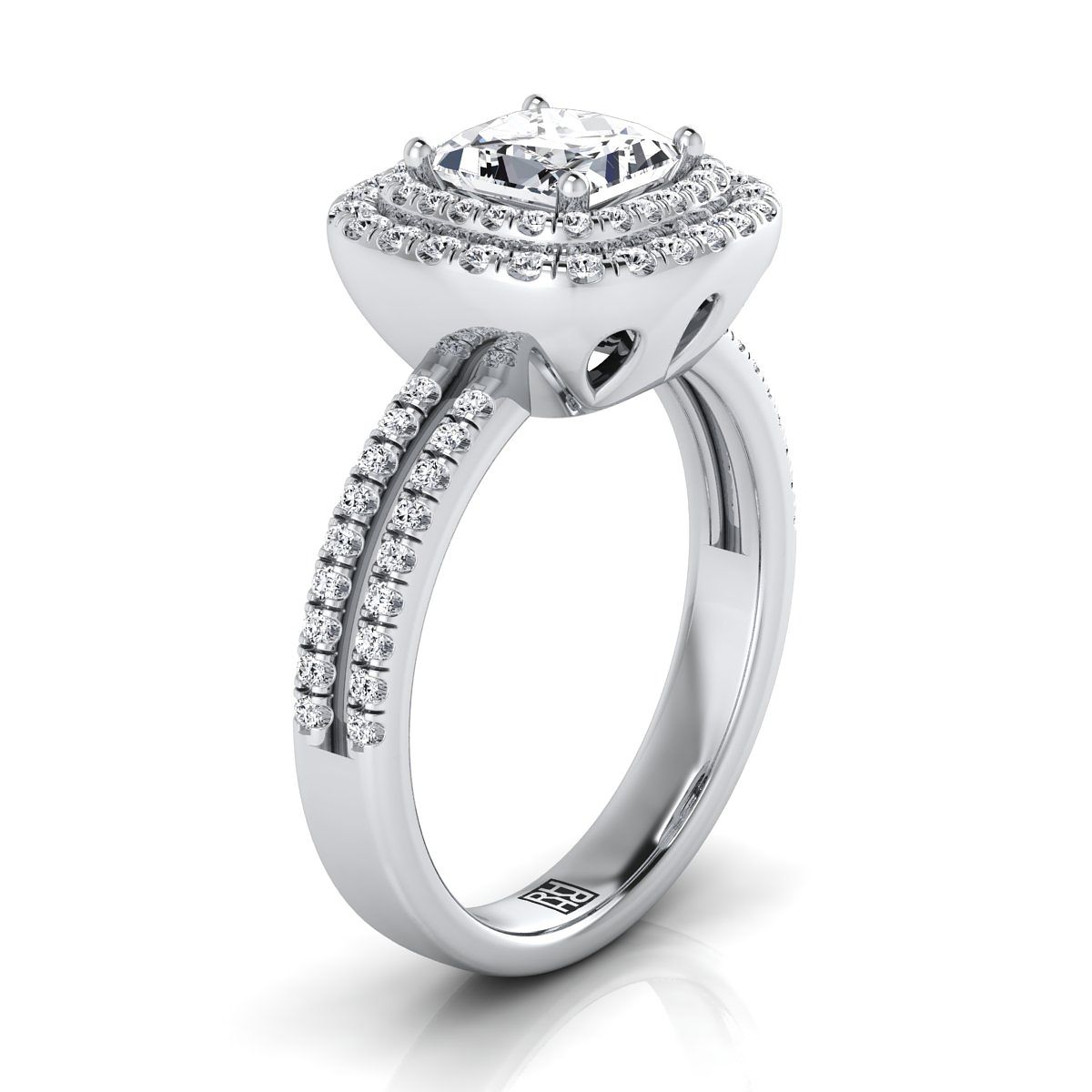 Select Halo styling on The Maria princess engagement ring setting | RockHer