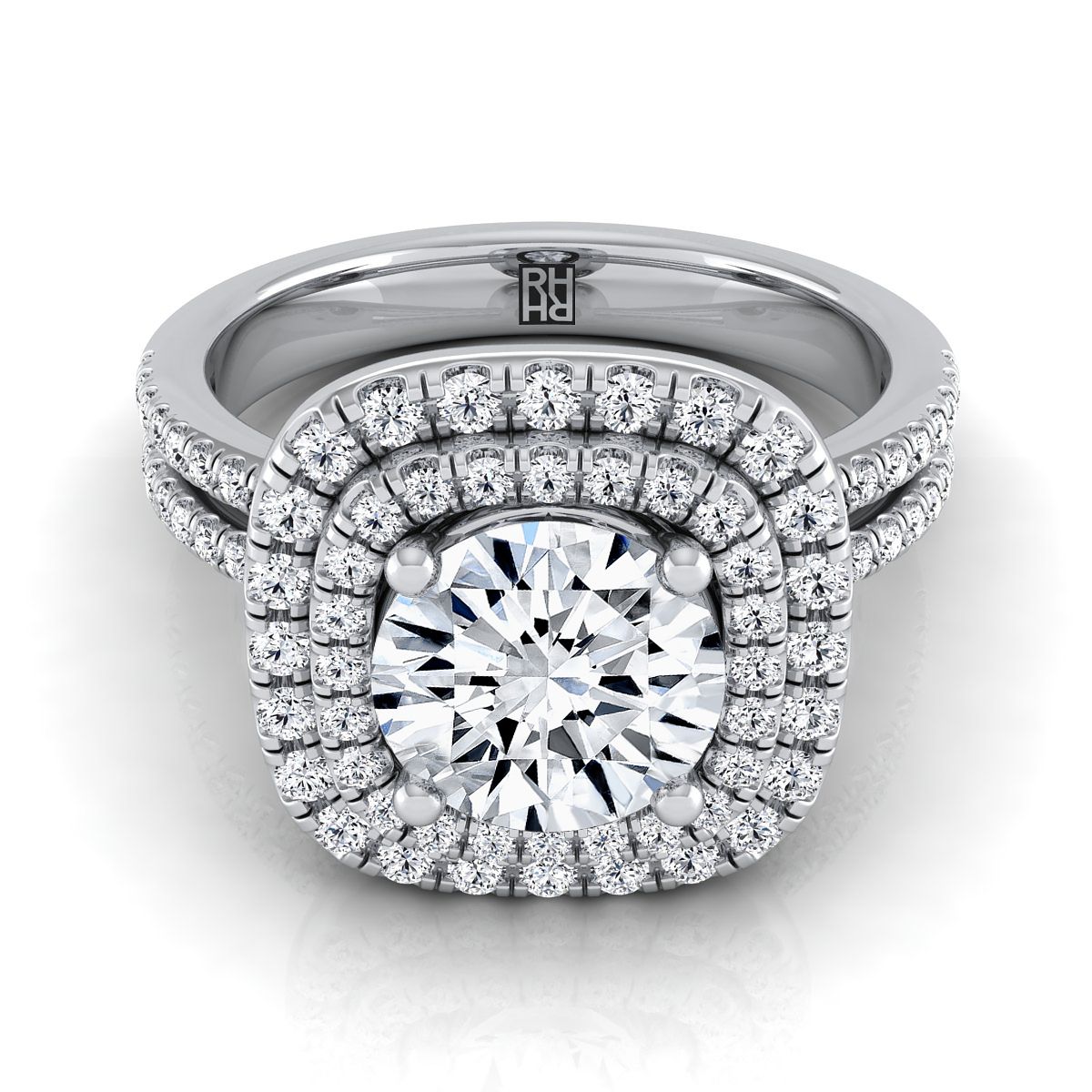 The Maria round engagement ring setting in Platinum | RockHer
