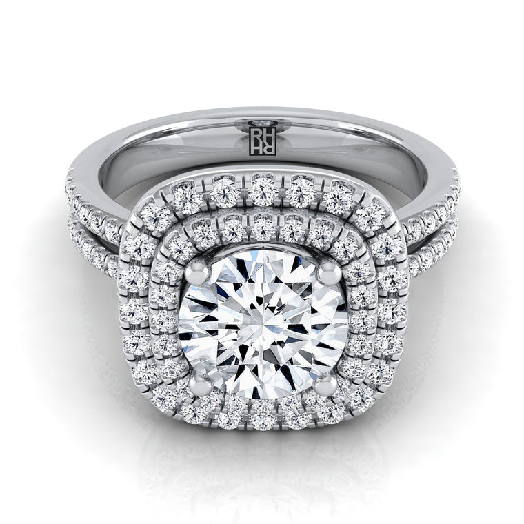 The Maria Select Halo Round Lab Diamond Engagement Ring in 18K White Gold