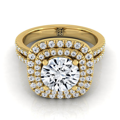 The Maria Select Halo Engagement Ring with Lab Diamond in 18K Yellow Gold - view 1