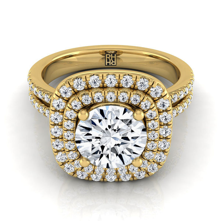 The Maria Select Halo Round Lab Diamond Engagement Ring in 18K Yellow Gold