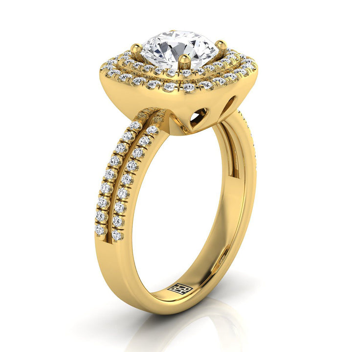 The Maria Select Halo Engagement Ring with Lab Diamond in 18K Yellow Gold - view 2