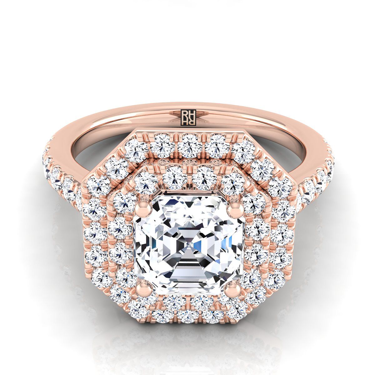 The Whitney asscher engagement ring setting in 14K Rose Gold | RockHer