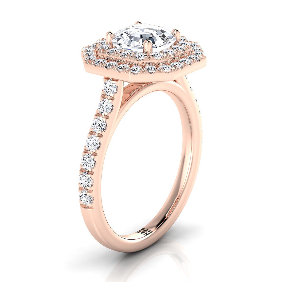 Select Double Halo Cut styling on The Whitney asscher engagement ring setting | RockHer
