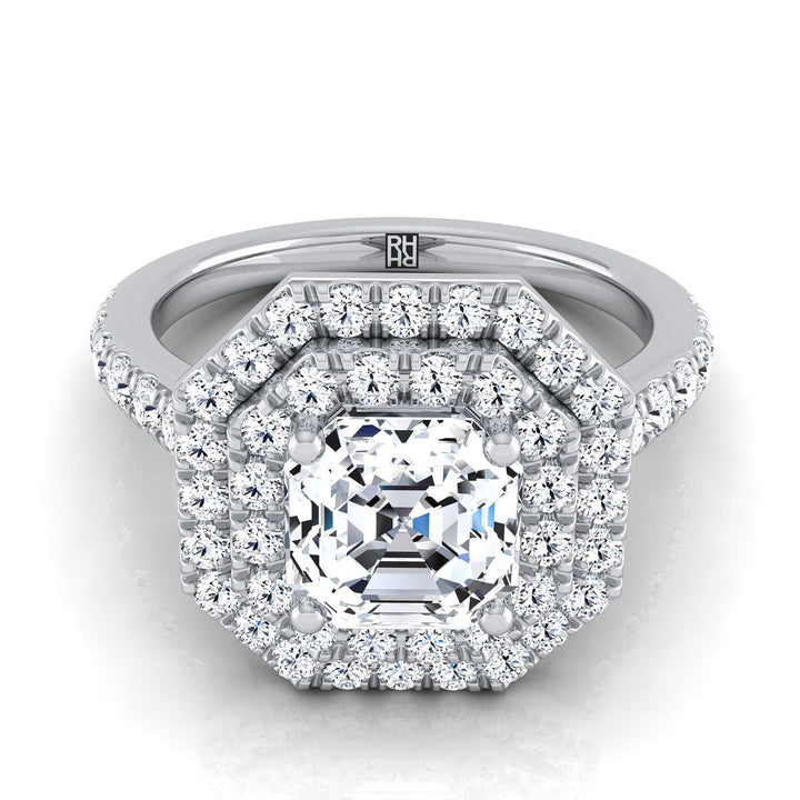 The Whitney Select Halo Engagement Ring with Lab Diamond in 18K White Gold - view 1