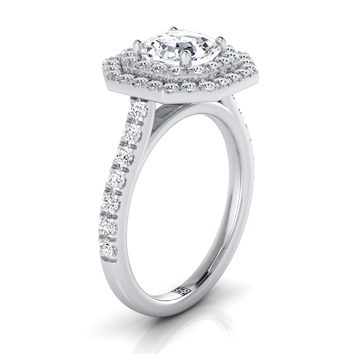 Select Double Halo Cut styling on The Whitney asscher engagement ring setting | RockHer