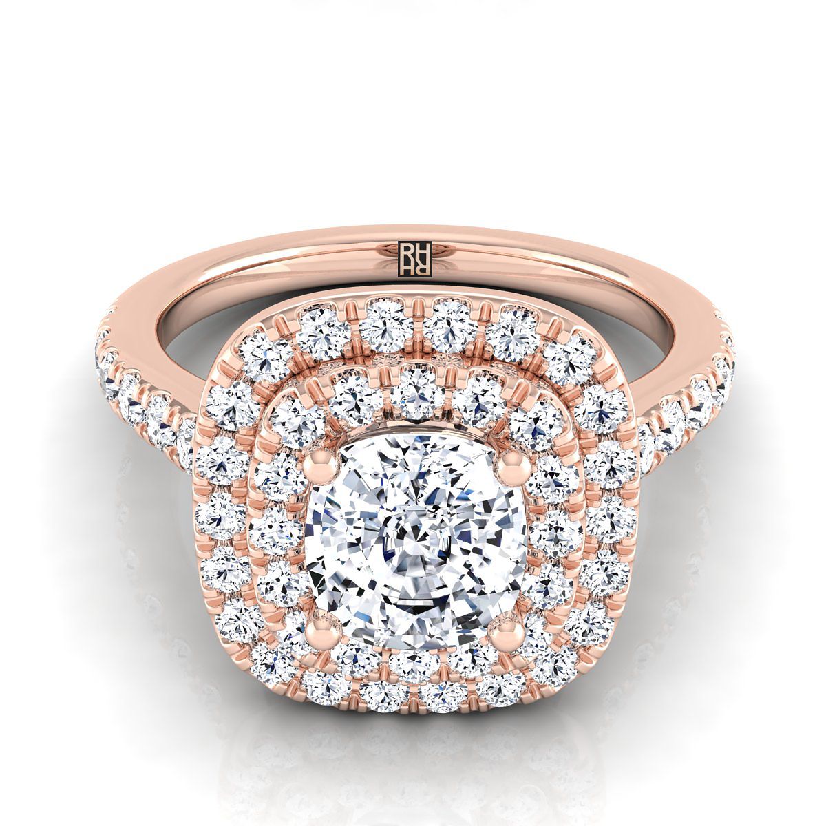 The Whitney cushion engagement ring setting in 14K Rose Gold | RockHer