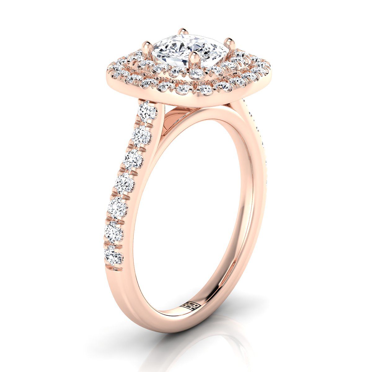 Select Double Halo Cut styling on The Whitney cushion engagement ring setting | RockHer