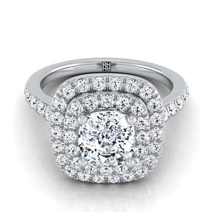 Whitney Select Double Halo Cushion Cut Lab Diamond Engagement Ring in Platinum | RockHer
