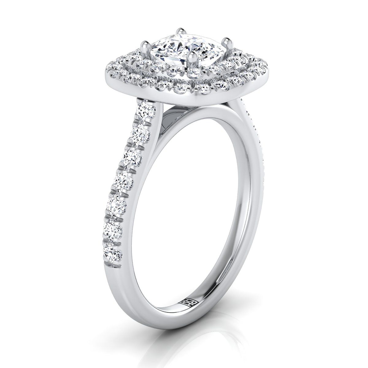 RockHer atelier photo of The Whitney cushion engagement ring setting in 18K White Gold
