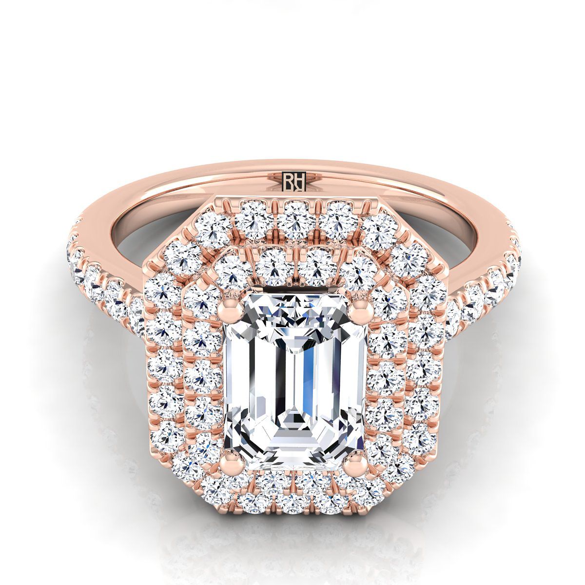 The Whitney emerald engagement ring setting in 14K Rose Gold | RockHer