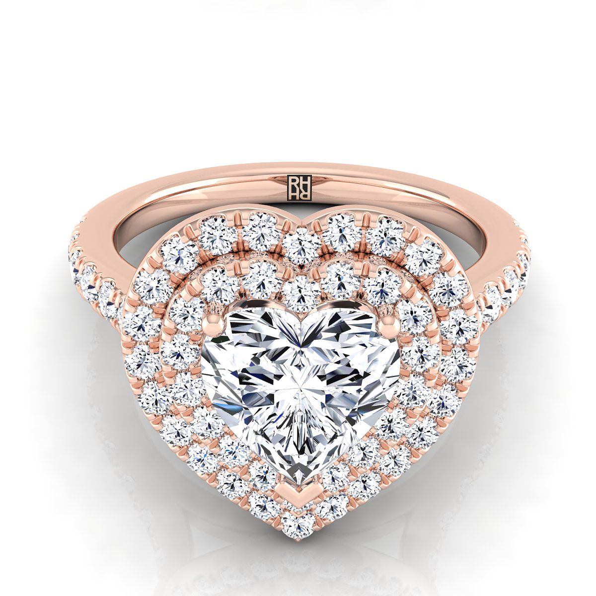The Whitney heart engagement ring setting in 14K Rose Gold | RockHer