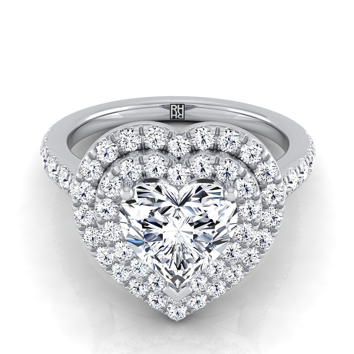 The Whitney heart engagement ring setting in 18K White Gold | RockHer