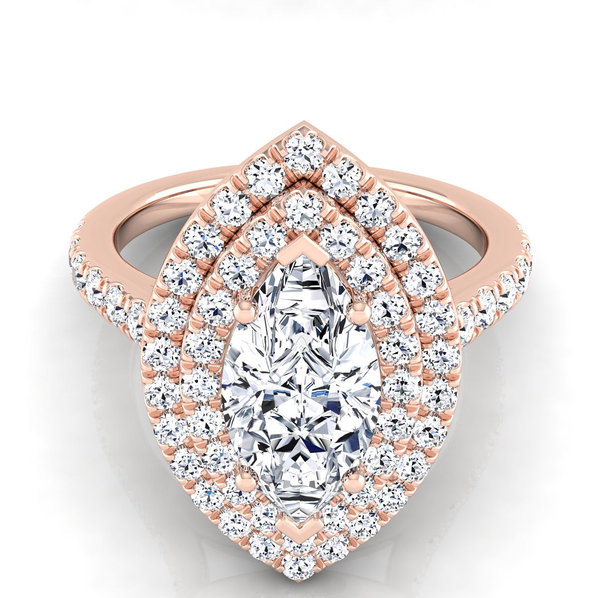 The Whitney marquise engagement ring setting in 14K Rose Gold | RockHer