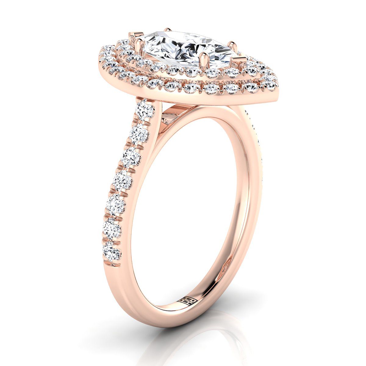 Select Double Halo styling on The Whitney marquise engagement ring setting | RockHer