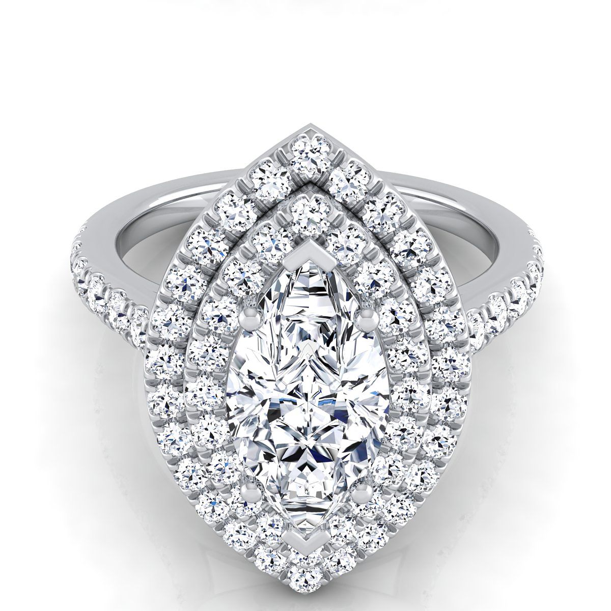 Whitney Select Double Halo Marquise Lab Diamond Engagement Ring in 18K White Gold | RockHer
