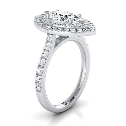 Double Pavé Halo Linear Band Marquise, in 18K White Gold, pave setting – side profile | RockHer