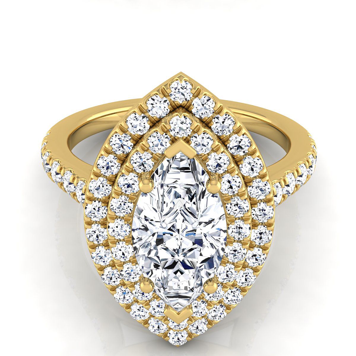 Whitney Select Double Halo Marquise Lab Diamond Engagement Ring in 18K Yellow Gold | RockHer
