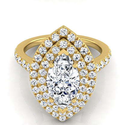 Whitney Select Double Halo Marquise Lab Diamond Engagement Ring in 18K Yellow Gold | RockHer