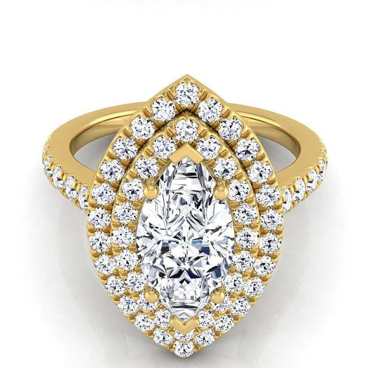 Whitney Select Double Halo Marquise Lab Diamond Engagement Ring in 18K Yellow Gold | RockHer