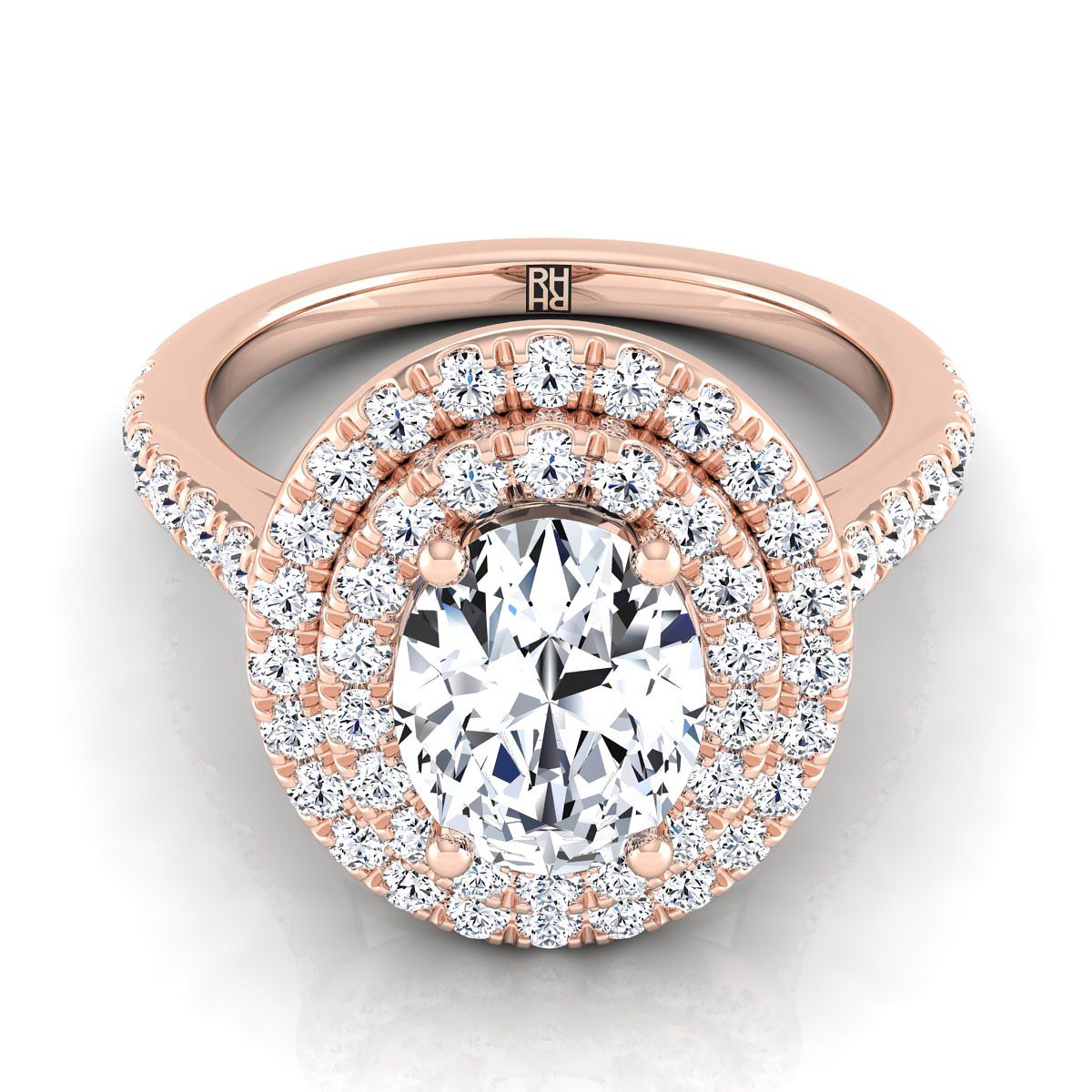The Whitney oval engagement ring setting in 14K Rose Gold | RockHer