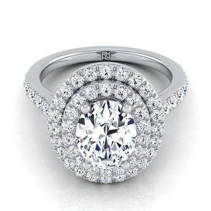 Whitney Select Double Halo Oval Lab Diamond Engagement Ring in 18K White Gold | RockHer