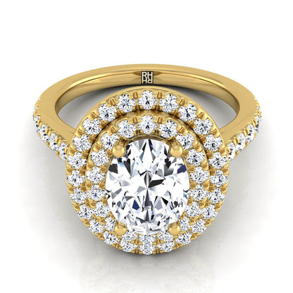 Whitney Select Double Halo Oval Lab Diamond Engagement Ring in 18K Yellow Gold | RockHer