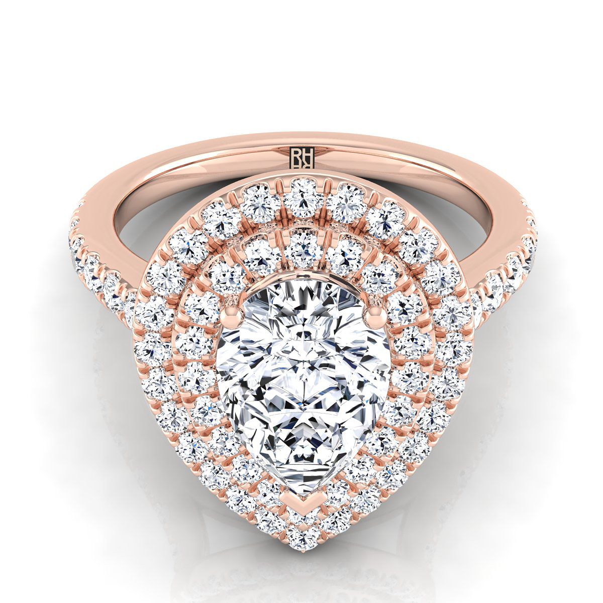 The Whitney pear engagement ring setting in 14K Rose Gold | RockHer